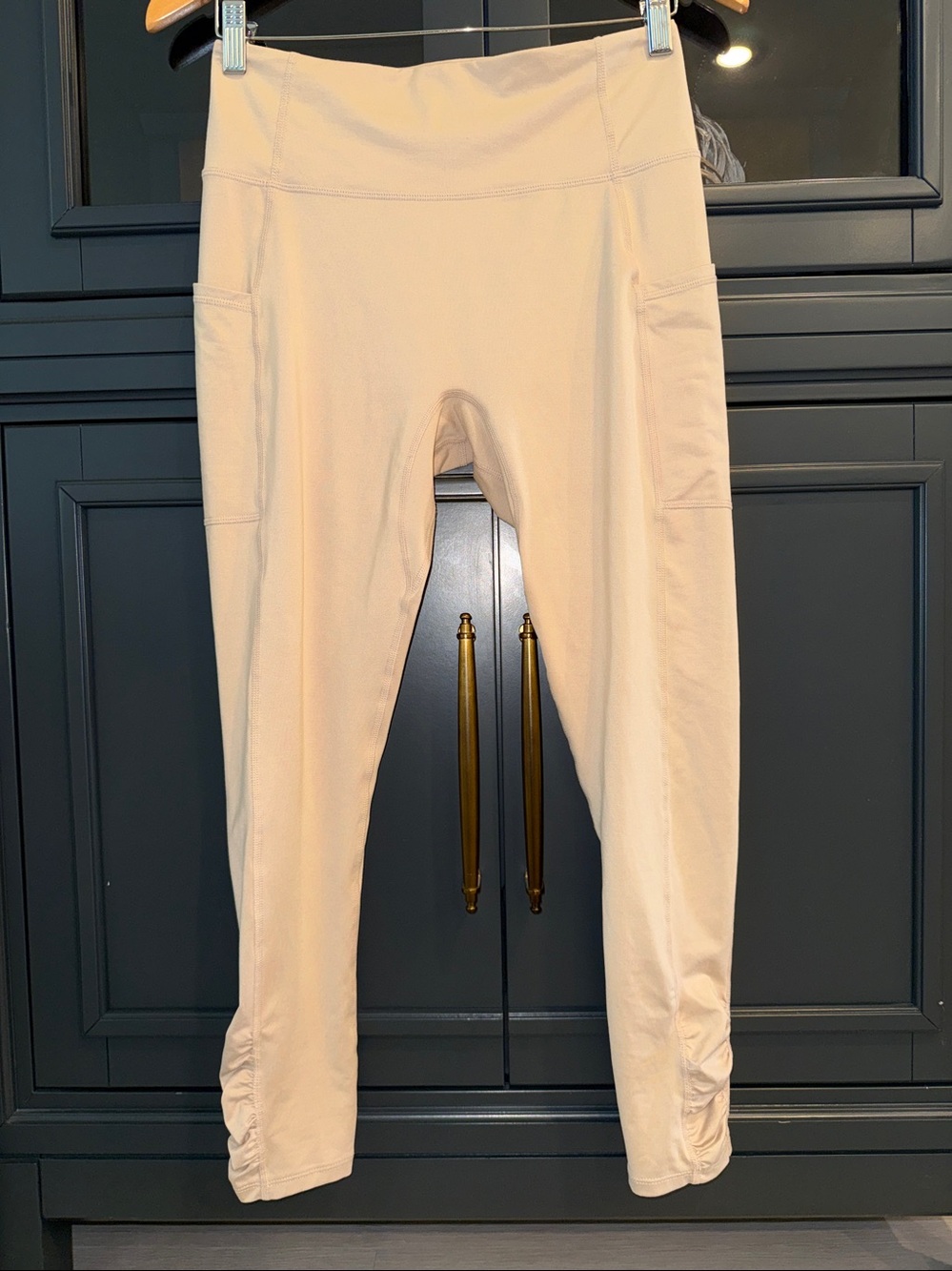 FP Movement by Free People Light Tan High-Waist Leggings with Side Pockets